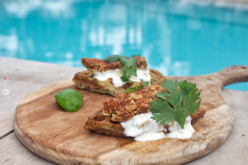 Dine & Wine Bali Best Restaurants & Culinary Guide Bali Mrs Sippy Bali International Comfort Food Seminyak Banana Flour Waffle Oats Crumbled Chicken